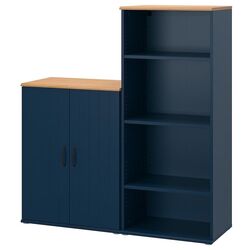 Biblioteca Ikea Skruvby 130x140 (Negru-Albastru)