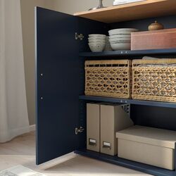 Biblioteca Ikea Skruvby 130x140 (Negru-Albastru) Thumb