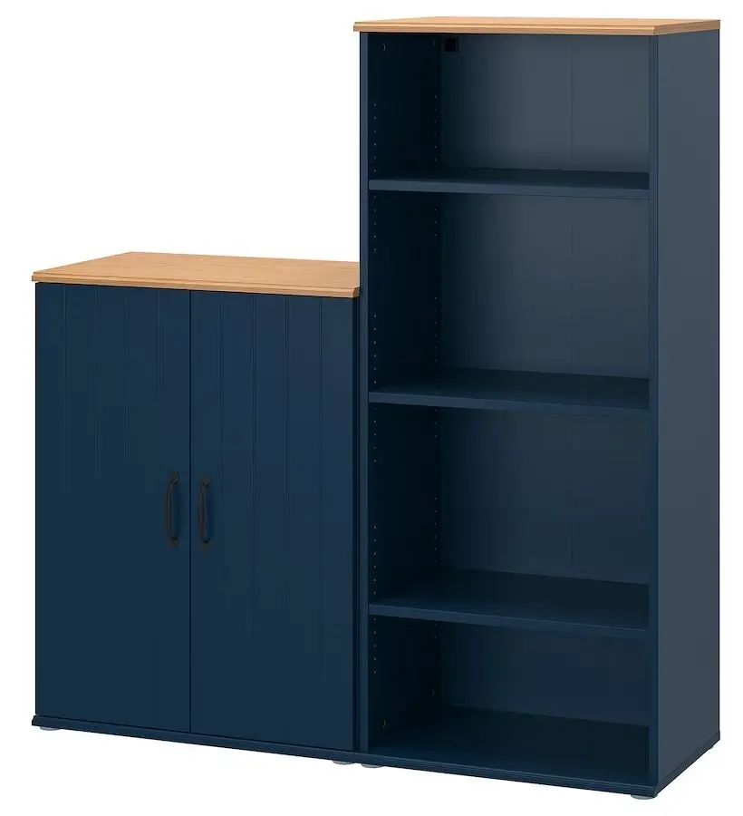Biblioteca Ikea Skruvby 130x140 (Negru-Albastru)