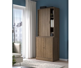 Книжный шкаф Ikea Tonstad 82x201 (Коричневый/Дубовый Шпон)