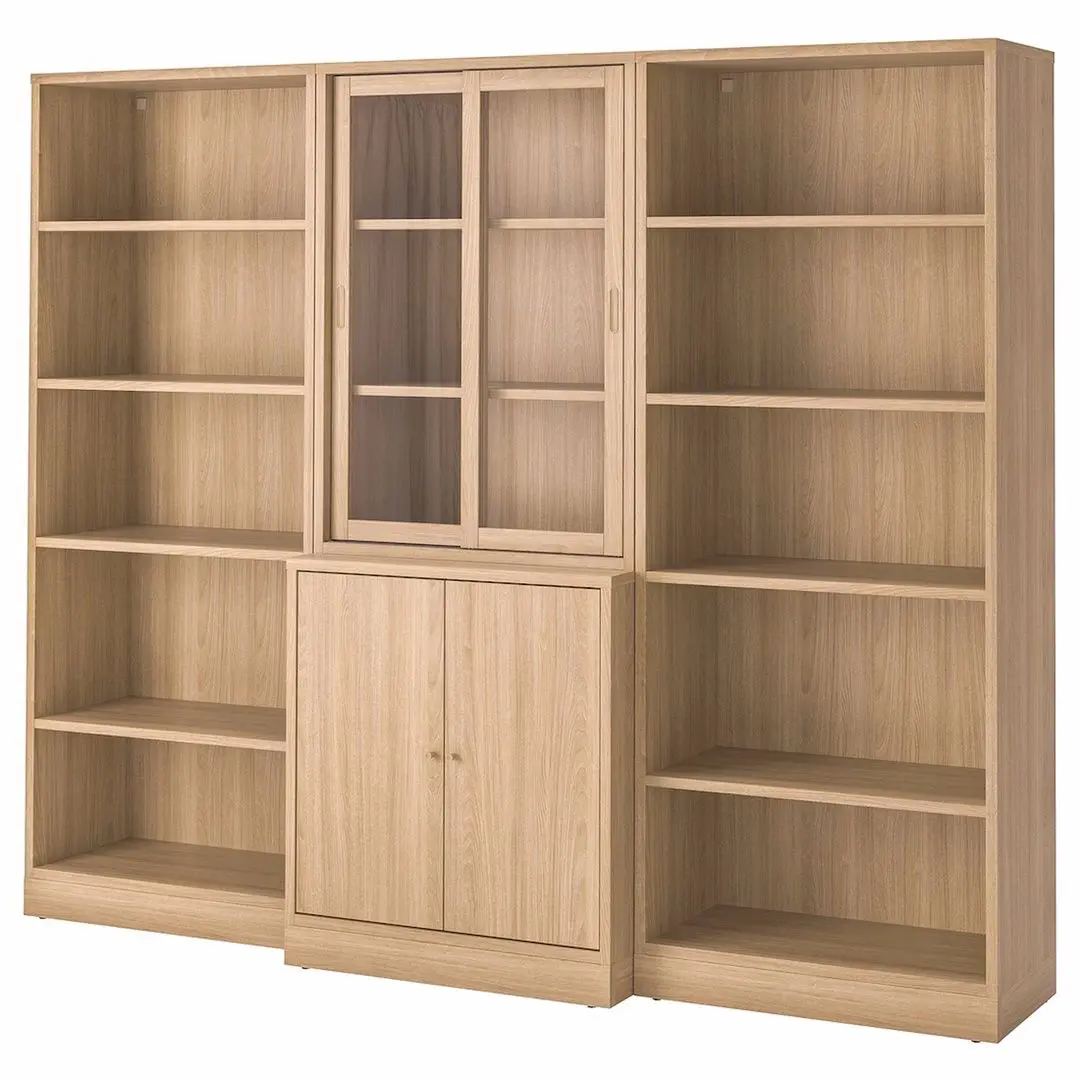 Biblioteca Ikea Tonstad usi glisante/sticla transparenta/furnir 245х47х201 (Stejar)
