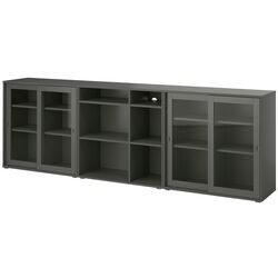 Витрина Ikea Vihals стеклянные дверцы 285x37x90 (Темно-серый) Thumb