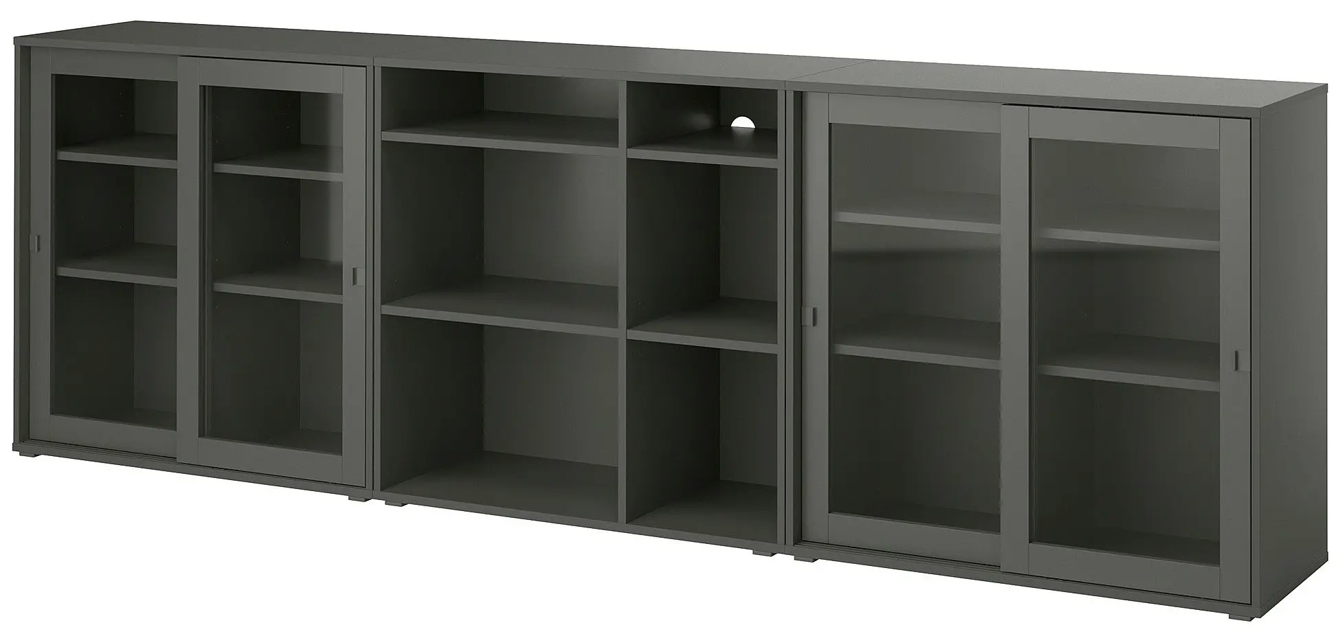 Витрина Ikea Vihals стеклянные дверцы 285x37x90 (Темно-серый)