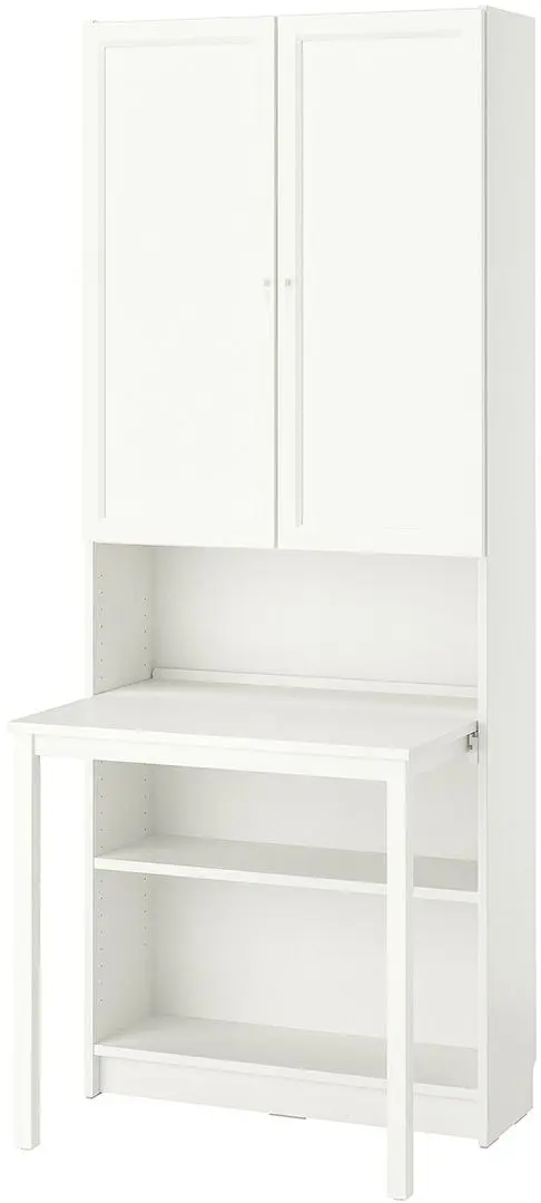 Книжный шкаф с письменным столом Ikea Billy/Oxberg 80x202 (Белый)