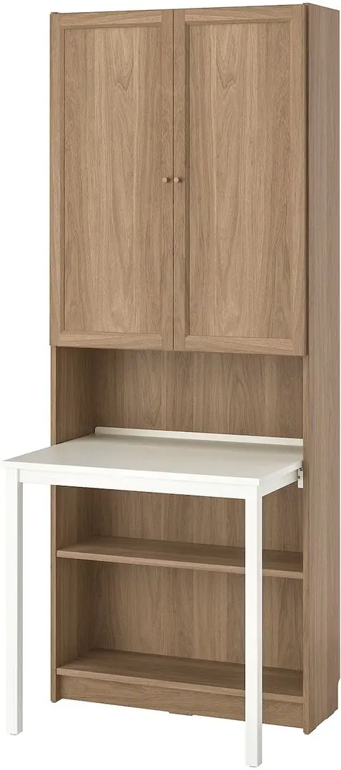 Bibliotecă cu birou Ikea Billy/Oxberg 80x202 (Aspect Stejar/Alb)