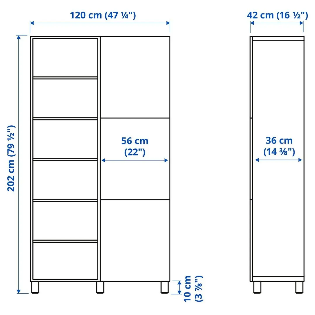 Etajera Ikea Besta 120x42x202 (Gri Inchis/Vasterviken Gri Inchis)