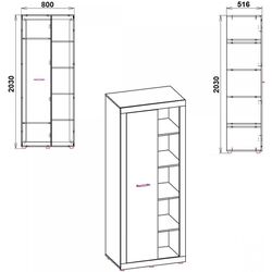 Шкаф Компанит МГ-1 80x203x51.6 (Дуб Сонома/Нимфея Альба) Thumb