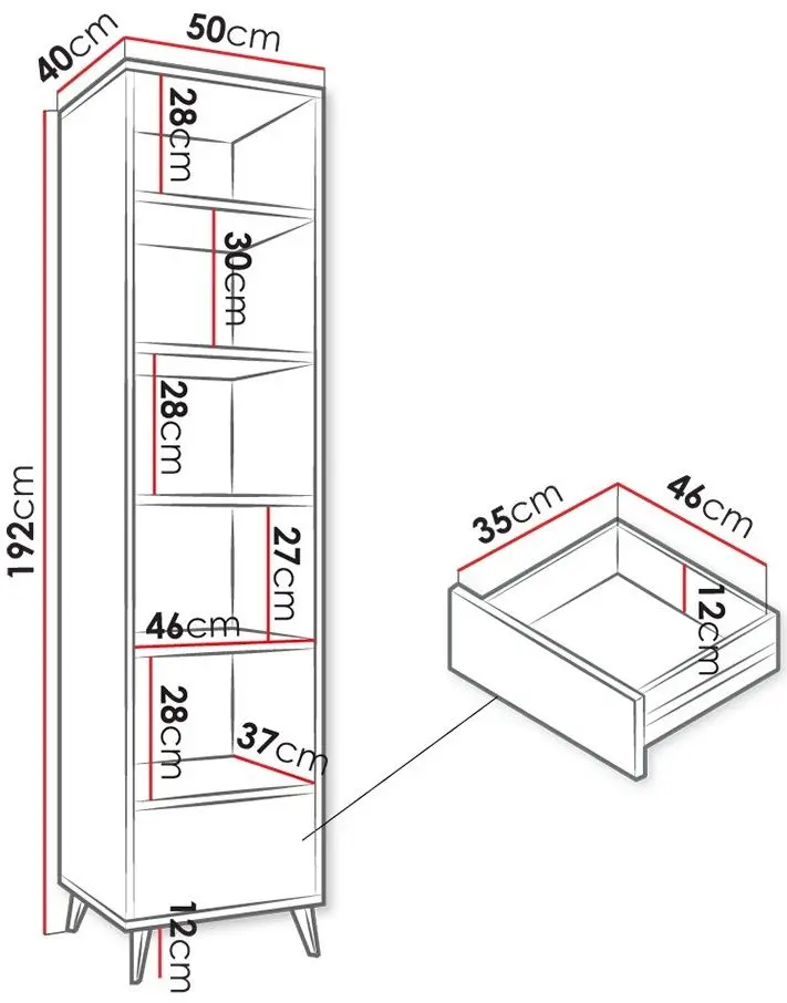 Etajera Mirjan24 Oksawi/Ovessi 1SZ (Artisan Oak/Black)