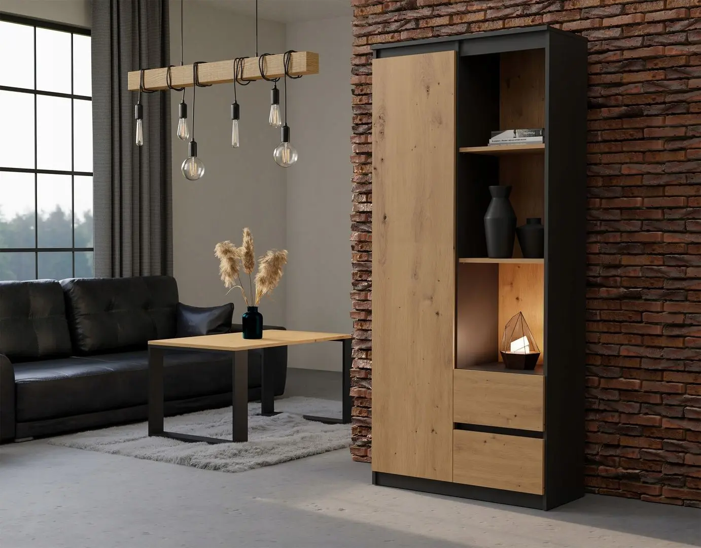 Etajera TopEshop RS-80 Bily (Anthracite/Artisan Oak)