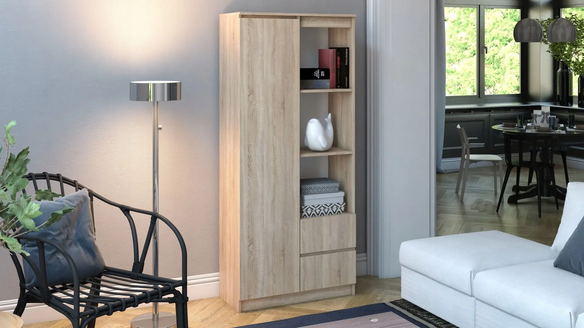 Etajera TopEshop RS-80 Bily (Sonoma Oak)