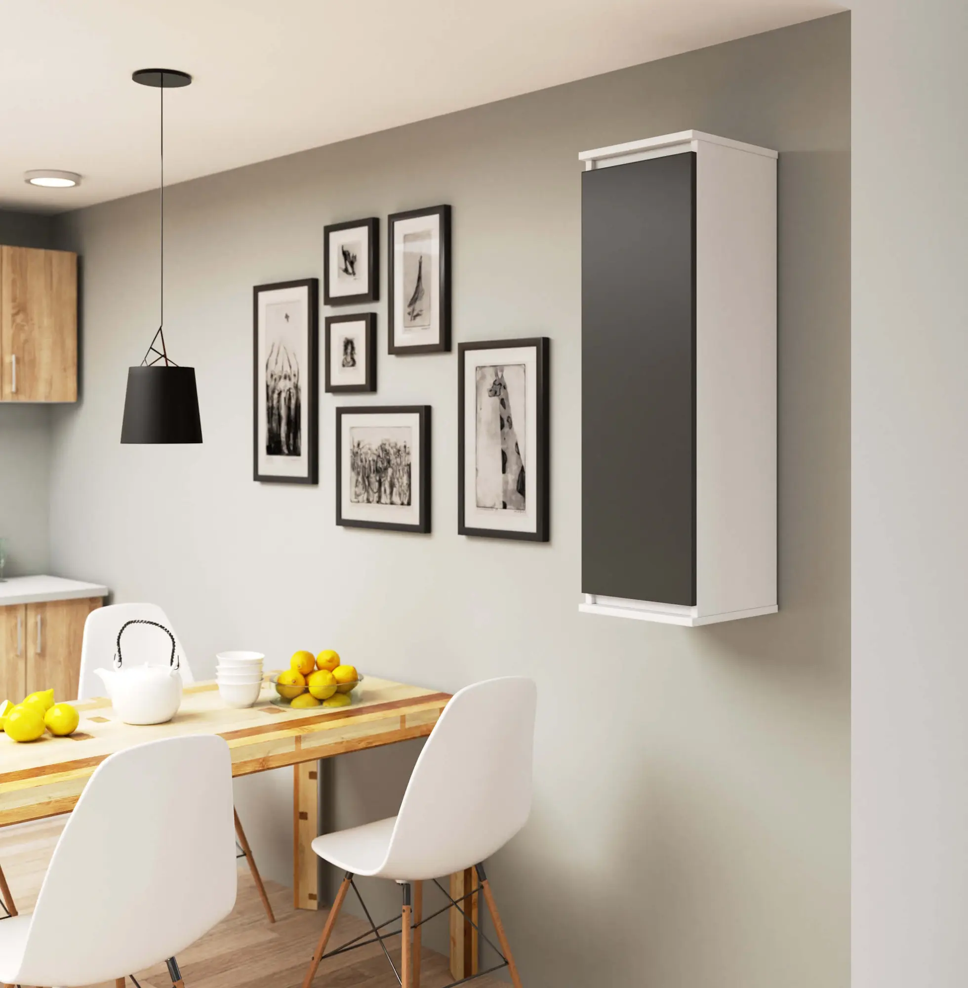 Dulap suspendat Akord W30 (White/Graphite Grey)