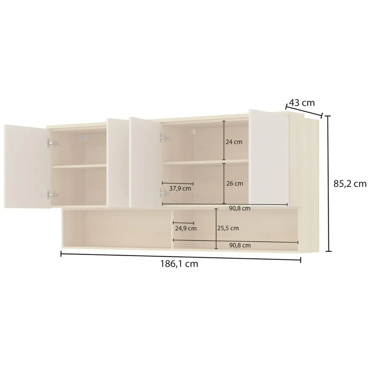 Настенный шкаф Helvetia Terra 24LBON13 (Lindberg oak/Sand beige) - 6