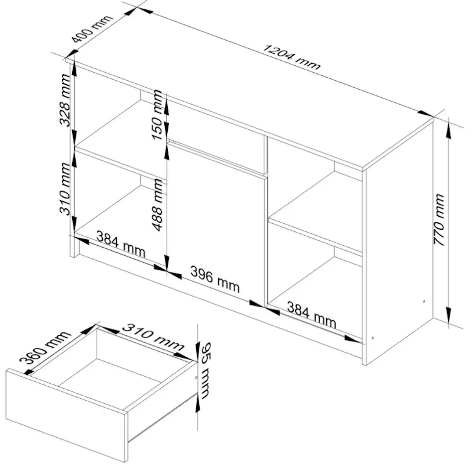Комод Akord B-17 120см 1D 1SZ (White)