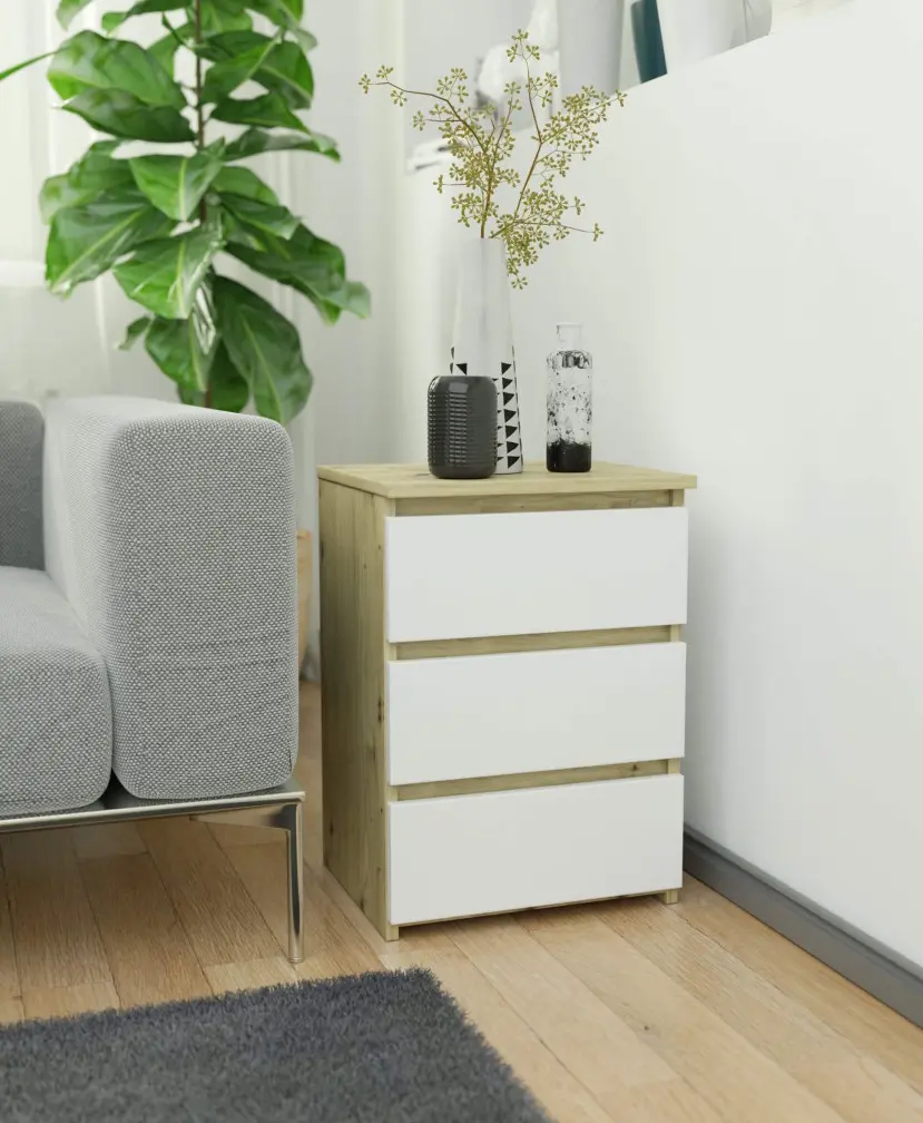 Comoda Akord CL3 40cm 3SZ (Artisan Oak/White)