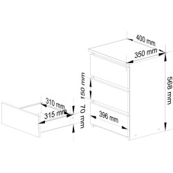 Comoda Akord CL3 40cm 3SZ (Graphite Grey) Thumb
