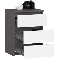 Comoda Akord CL3 40cm 3SZ (Graphite Grey/White) Thumb
