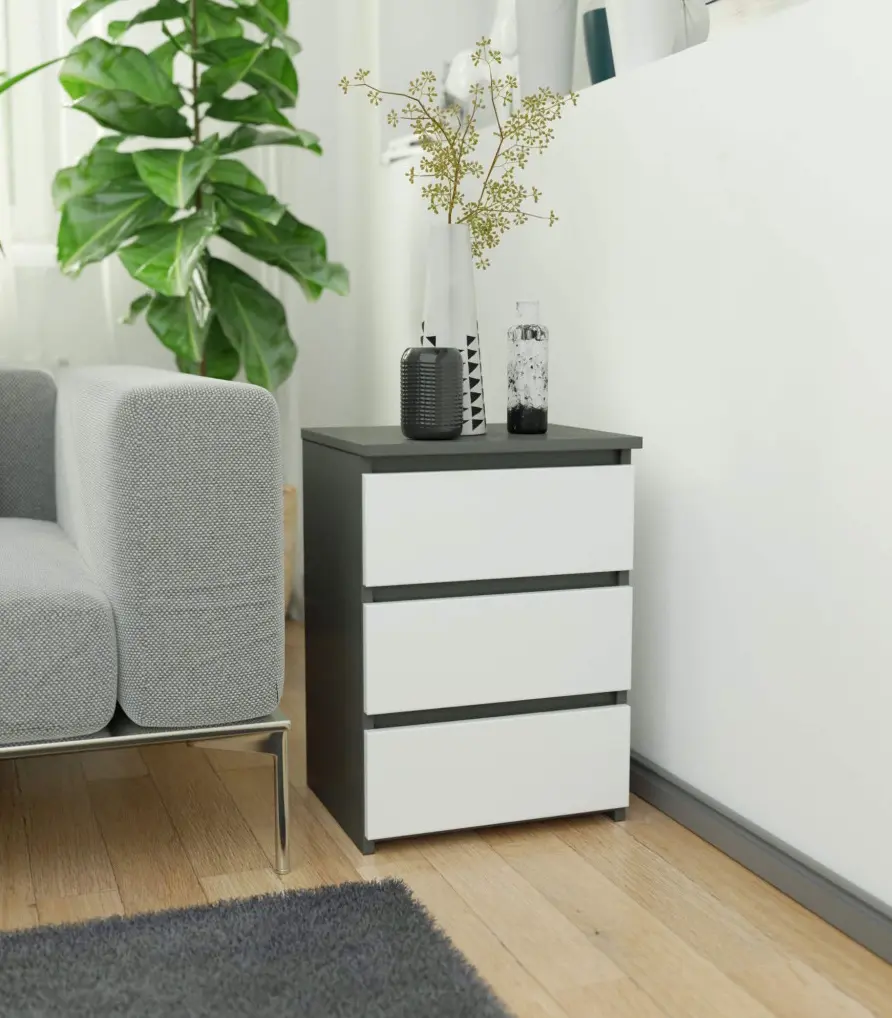 Comoda Akord CL3 40cm 3SZ (Graphite Grey/White)
