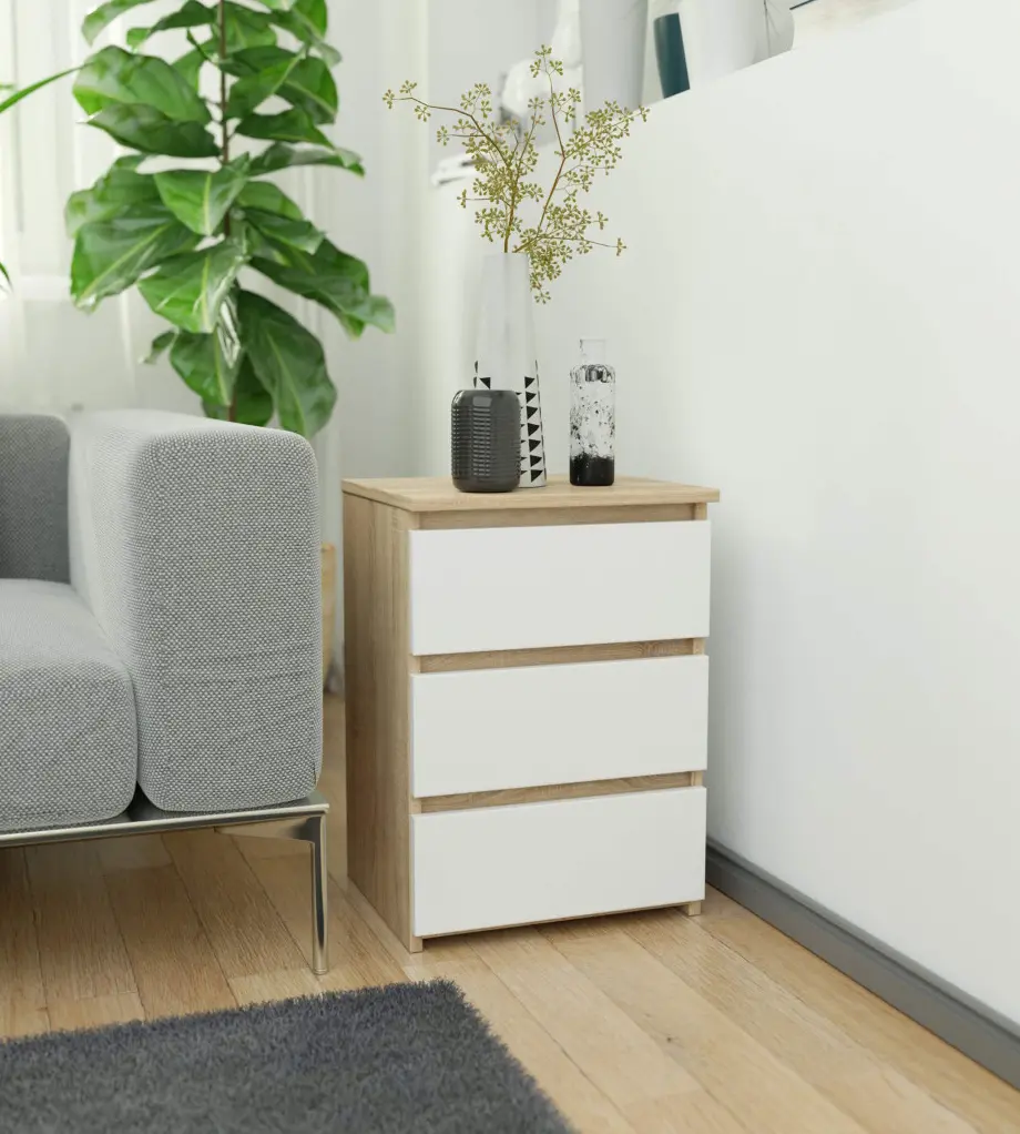 Comoda Akord CL3 40cm 3SZ (Sonoma Oak/White)