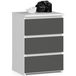 Comoda Akord CL3 40cm 3SZ (White/Graphite Grey) Thumb