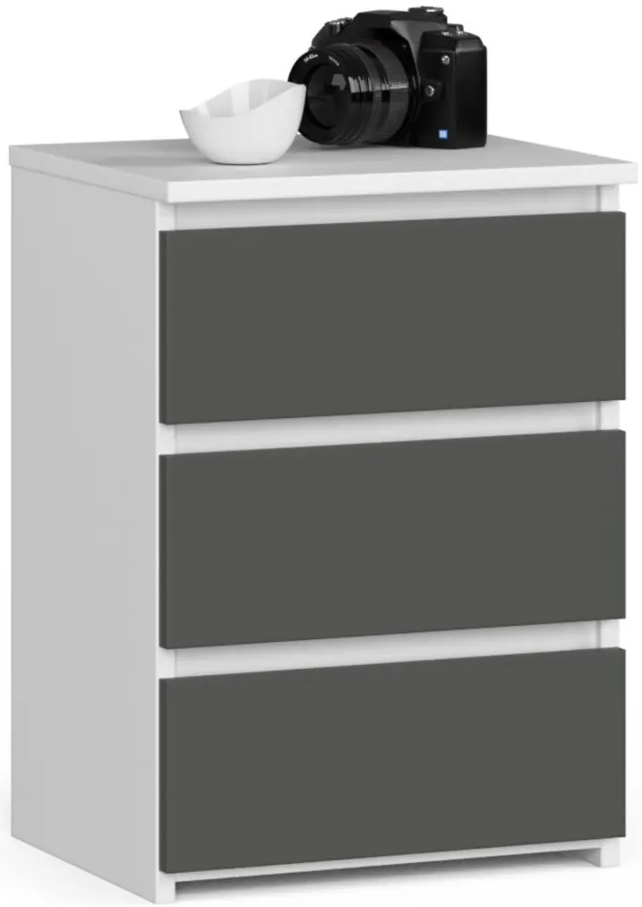 Comoda Akord CL3 40cm 3SZ (White/Graphite Grey)