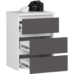 Comoda Akord CL3 40cm 3SZ (White/Graphite Grey) Thumb