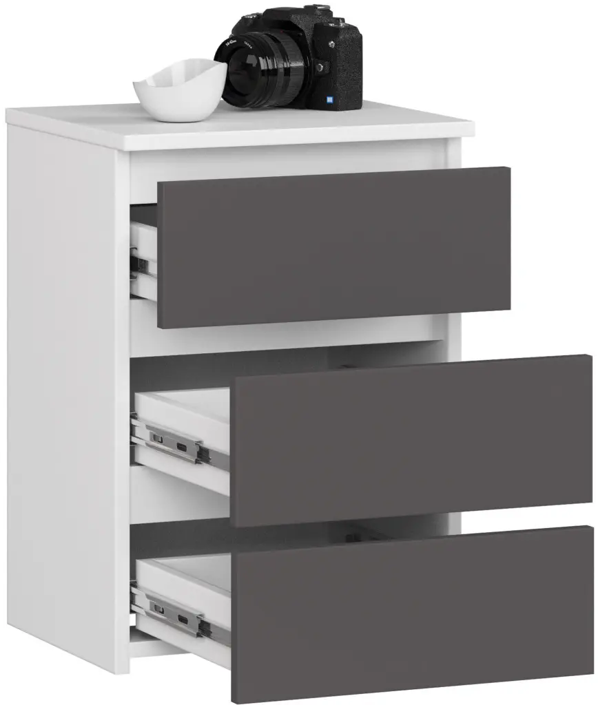 Comoda Akord CL3 40cm 3SZ (White/Graphite Grey)