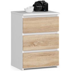 Comoda Akord CL3 40cm 3SZ (White/Sonoma Oak) Thumb