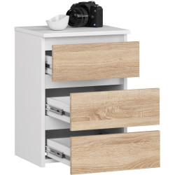 Comoda Akord CL3 40cm 3SZ (White/Sonoma Oak) Thumb