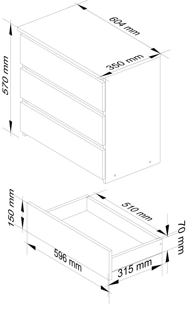 Comoda Akord CL3 60cm 3SZ (Artisan Oak)