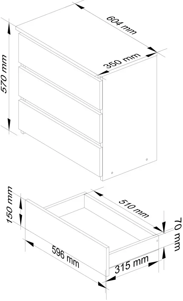 Comoda Akord CL3 60cm 3SZ (Artisan Oak/White)
