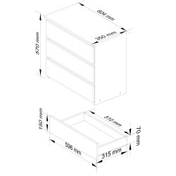 Comoda Akord CL3 60cm 3SZ (Graphite Grey) Thumb