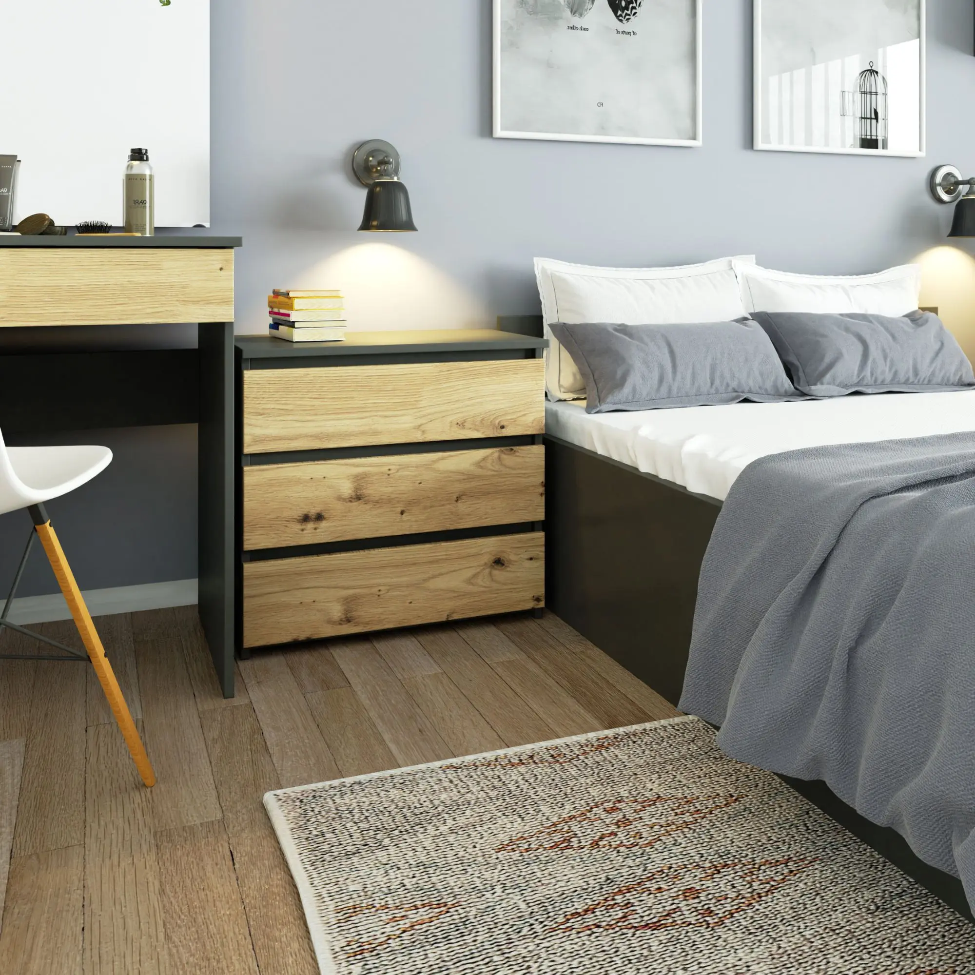 Комод Akord CL3 60см 3SZ (Graphite Grey/Artisan Oak)