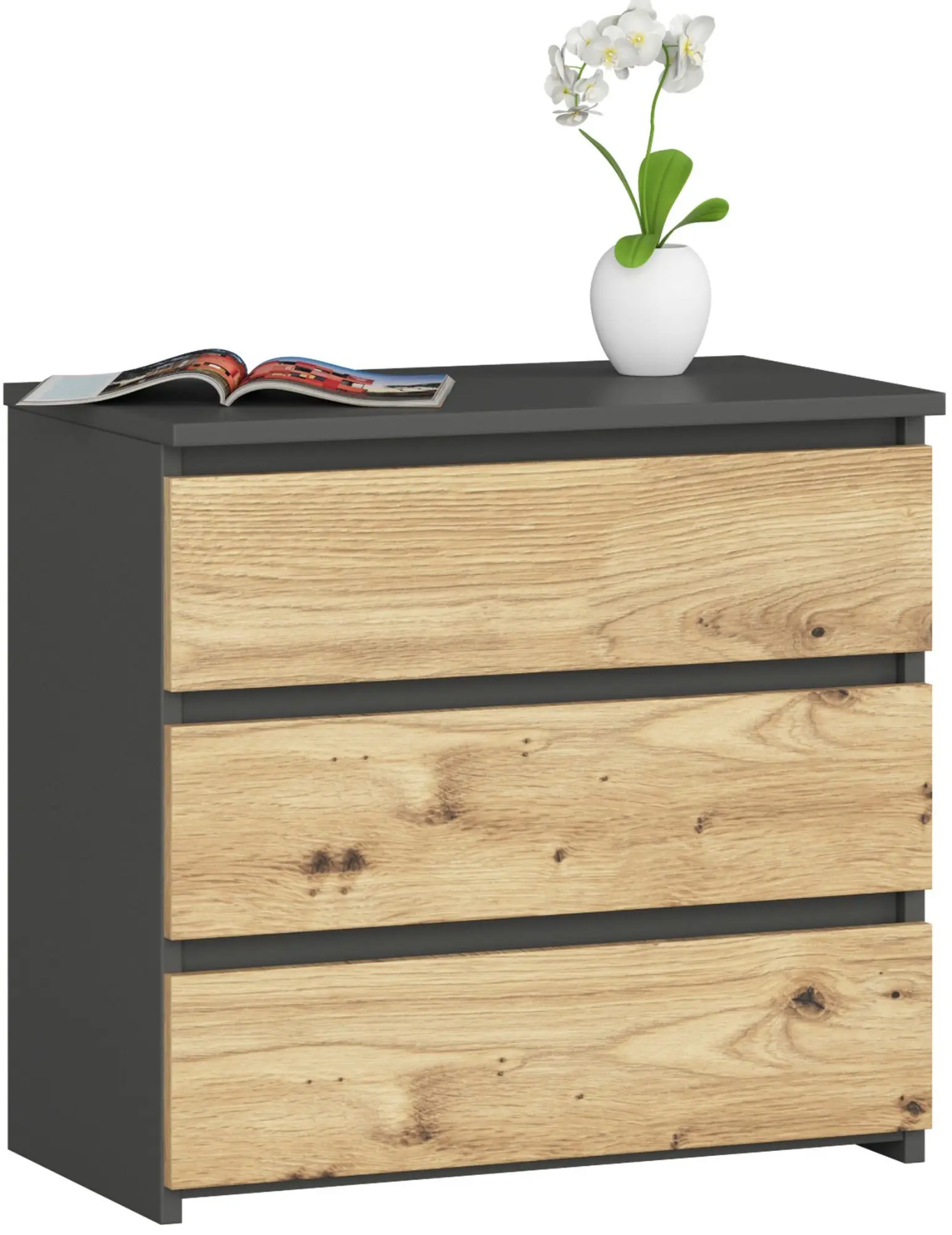 Комод Akord CL3 60см 3SZ (Graphite Grey/Artisan Oak)