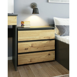 Comoda Akord CL3 60cm 3SZ (Graphite Grey/Artisan Oak)