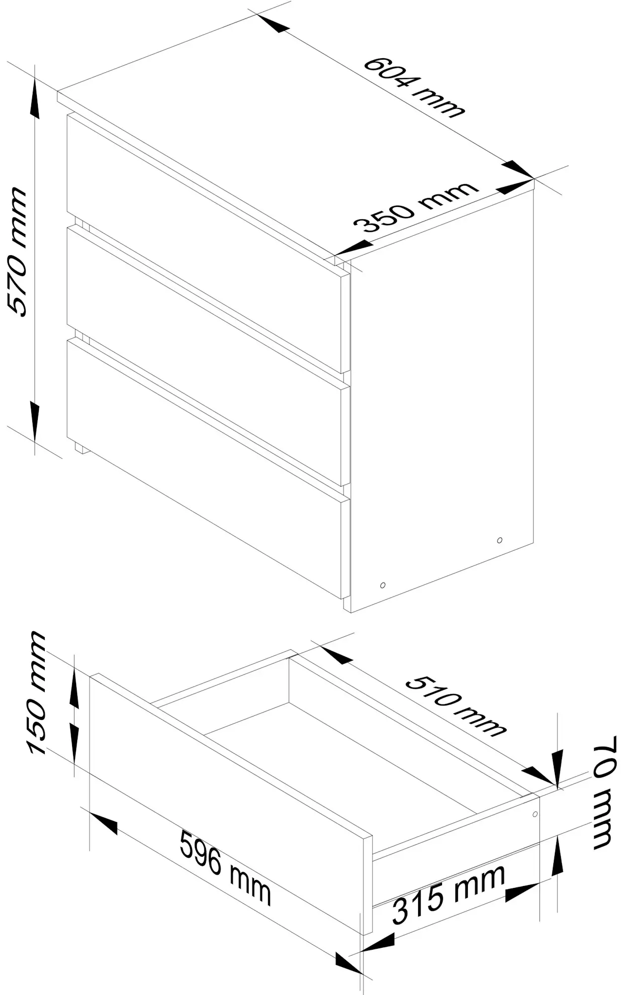 Комод Akord CL3 60см 3SZ (Graphite Grey/Artisan Oak)
