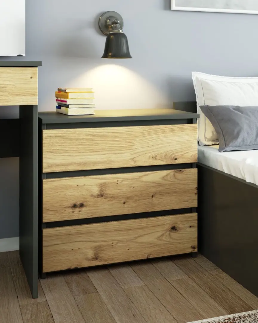 Комод Akord CL3 60см 3SZ (Graphite Grey/Artisan Oak)