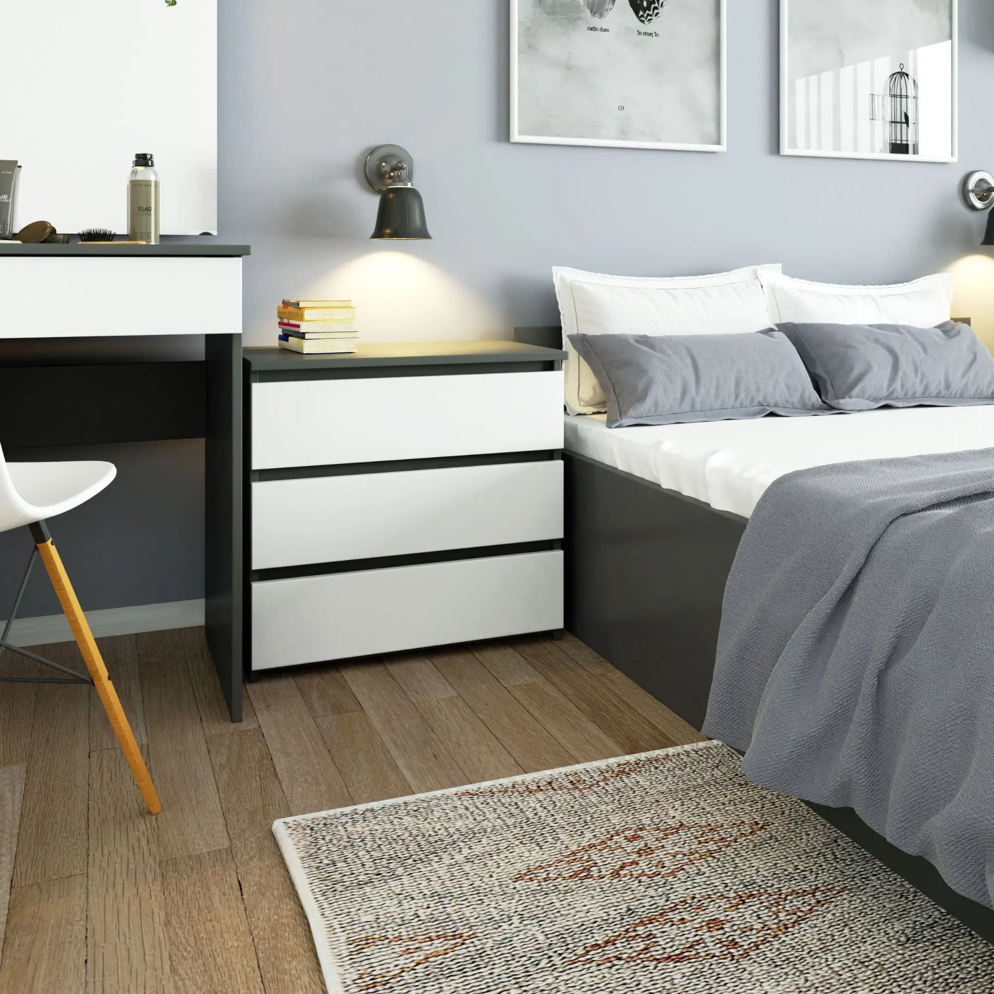 Comoda Akord CL3 60cm 3SZ (Graphite Grey/White)