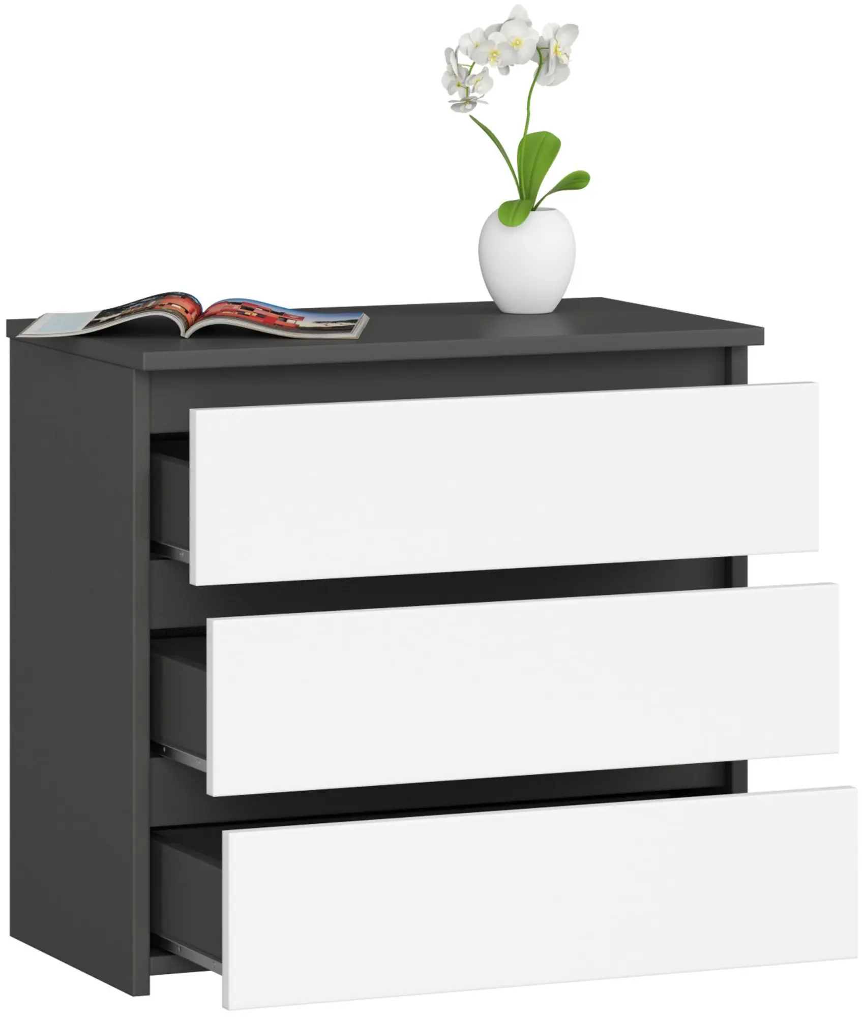 Comoda Akord CL3 60cm 3SZ (Graphite Grey/White)