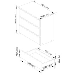 Comoda Akord CL3 60cm 3SZ (Graphite Grey/White) Thumb