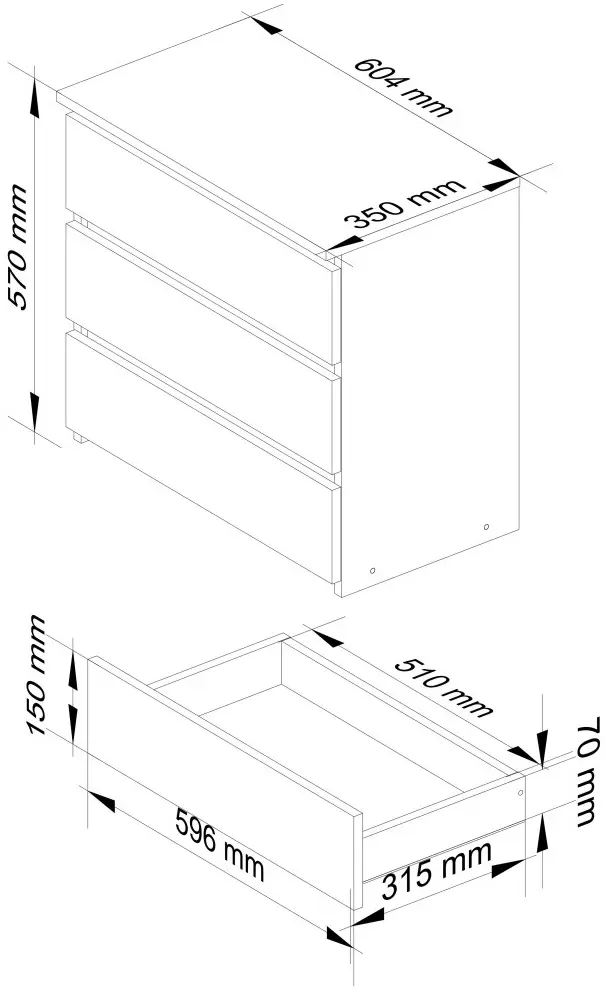Комод Akord CL3 60см 3SZ (Sonoma Oak)