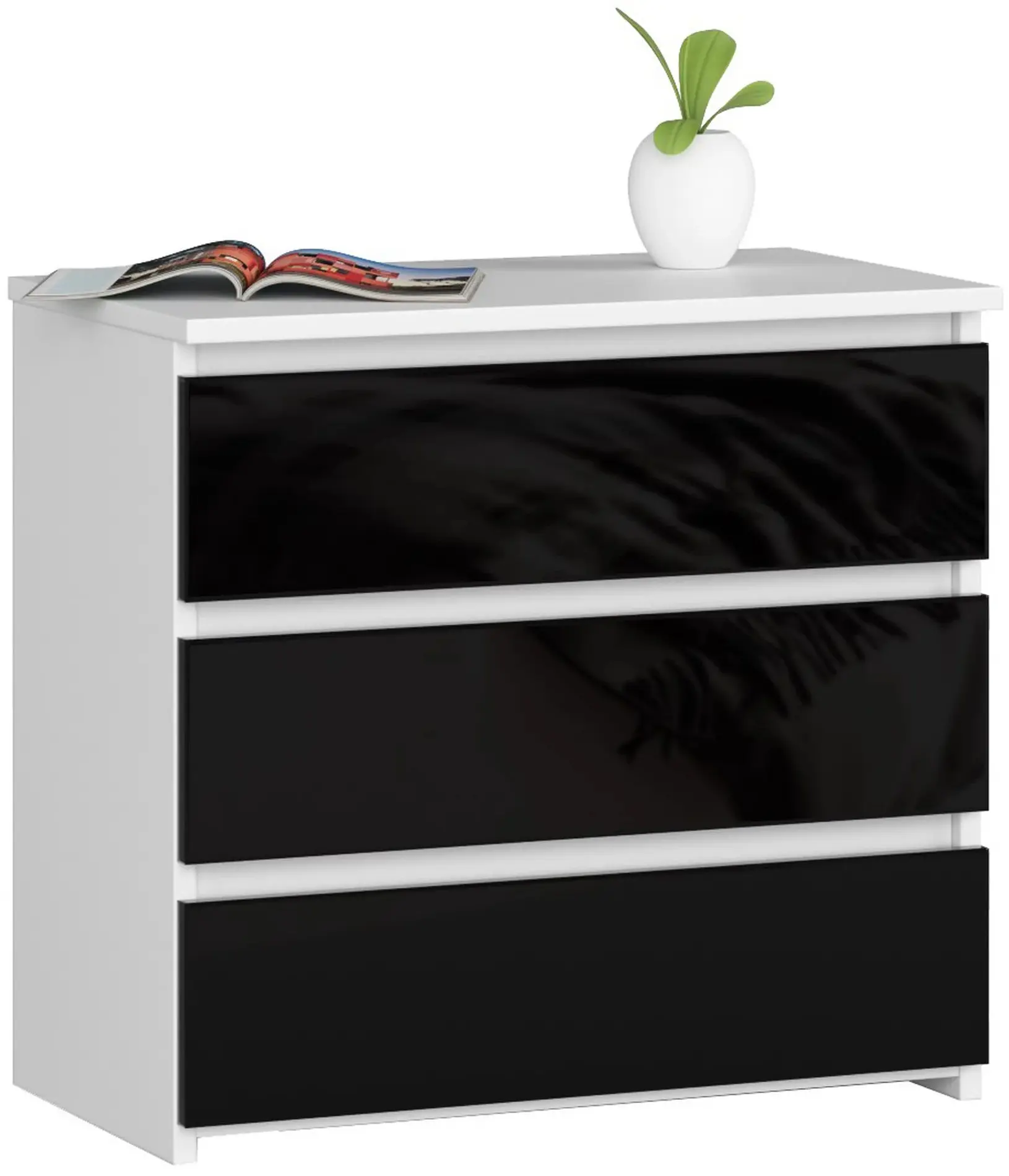 Comoda Akord CL3 60cm (White/Black Gloss)
