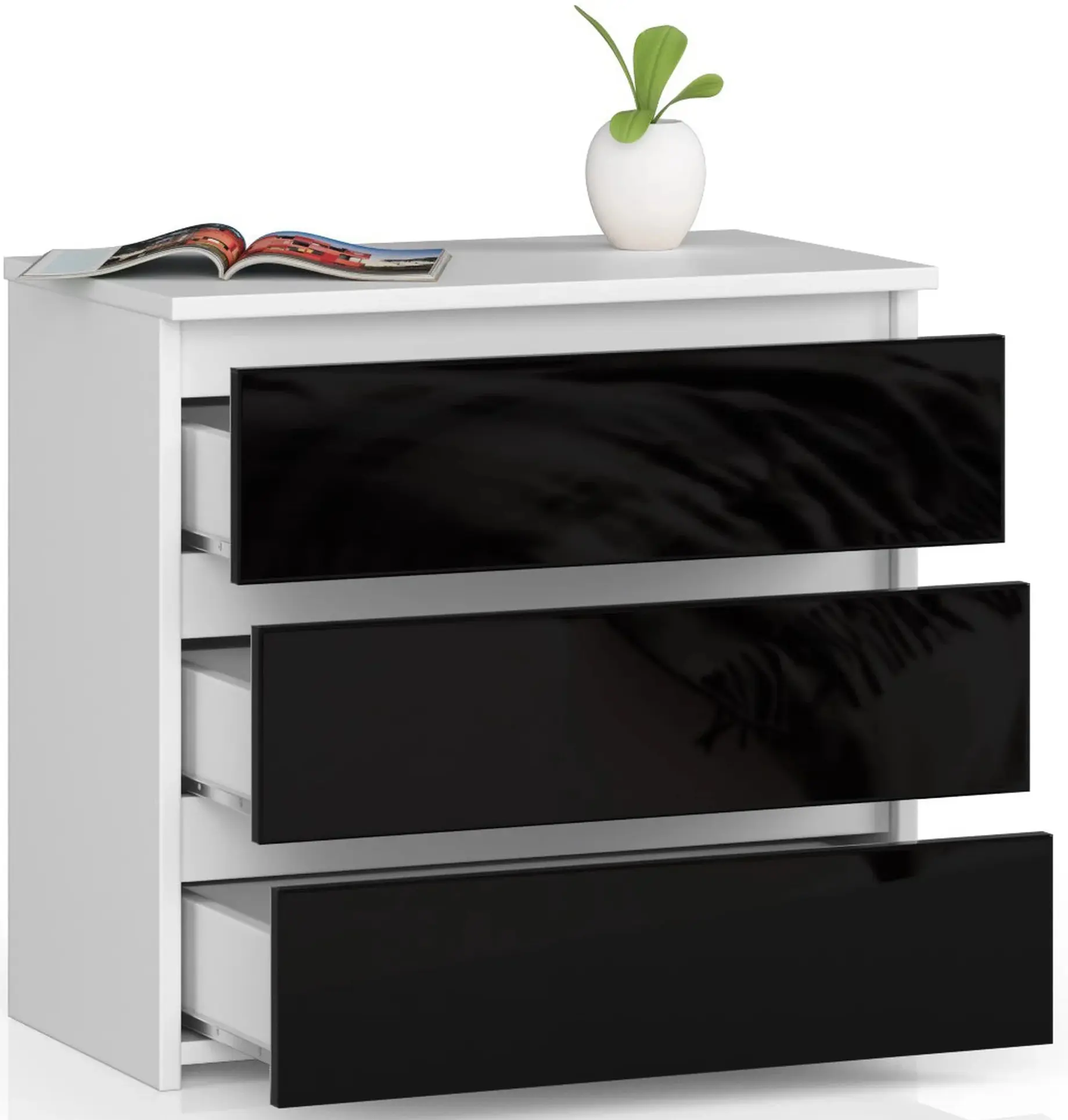 Comoda Akord CL3 60cm (White/Black Gloss)