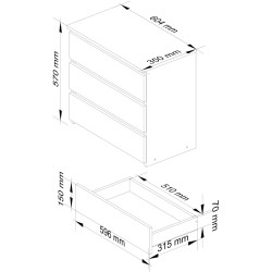 Comoda Akord CL3 60cm (White/Black Gloss) Thumb