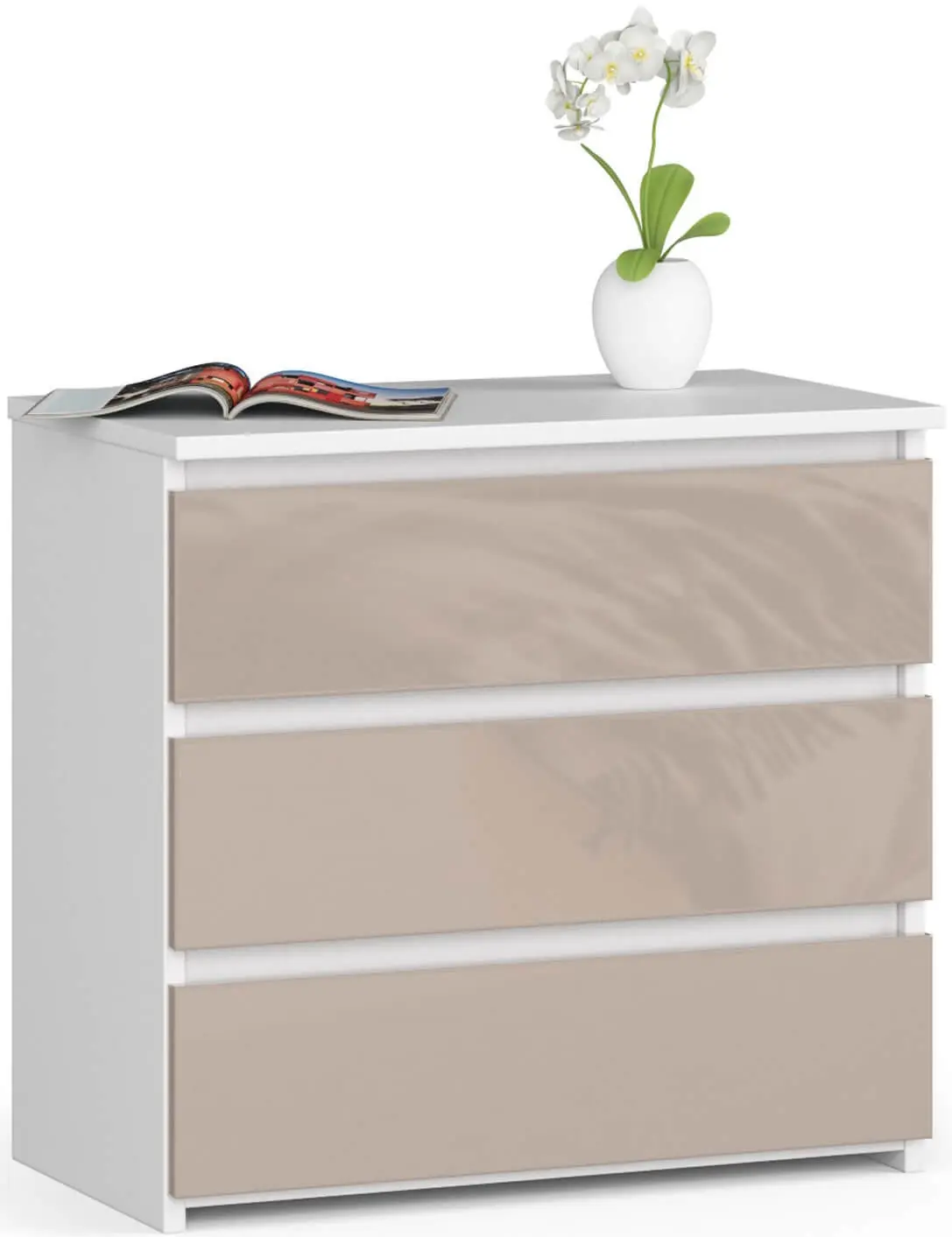 Comoda Akord CL3 60cm (White/Cappuccino Gloss)