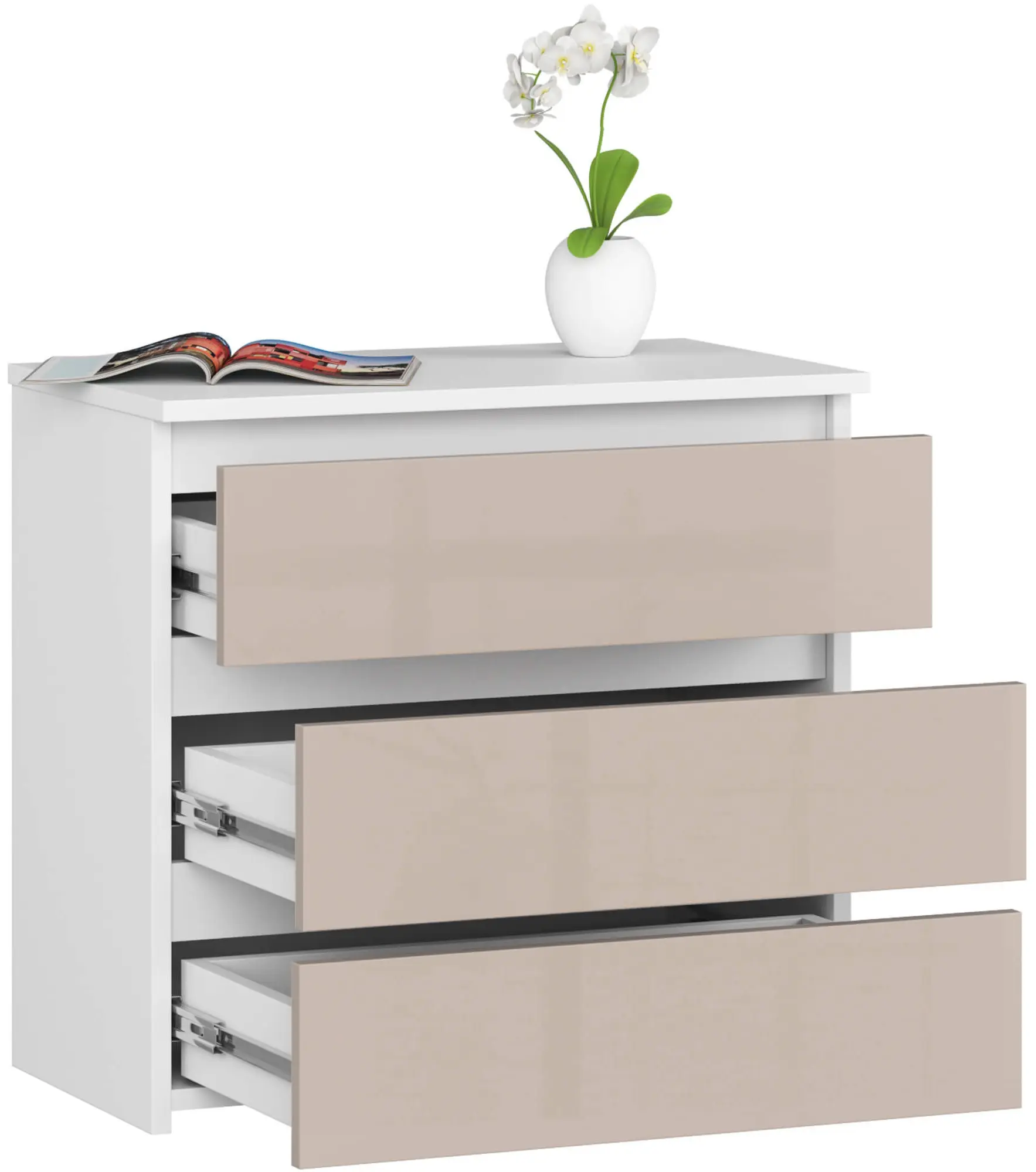 Comoda Akord CL3 60cm (White/Cappuccino Gloss)