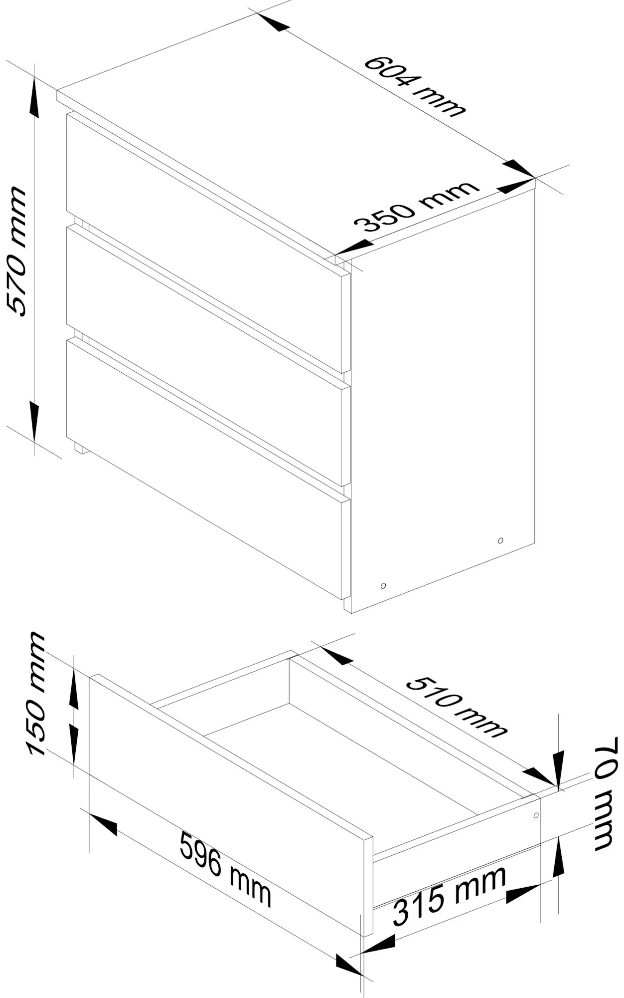 Comoda Akord CL3 60cm (White/Cappuccino Gloss)