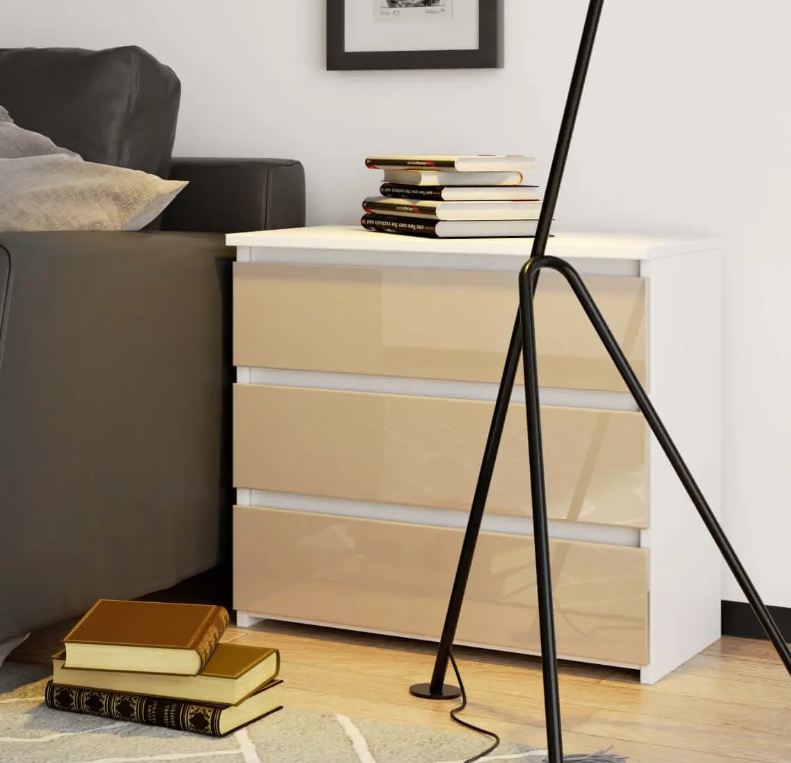 Comoda Akord CL3 60cm (White/Cappuccino Gloss)