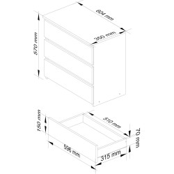Комод Akord CL3 60см (White/Glossy White) Thumb