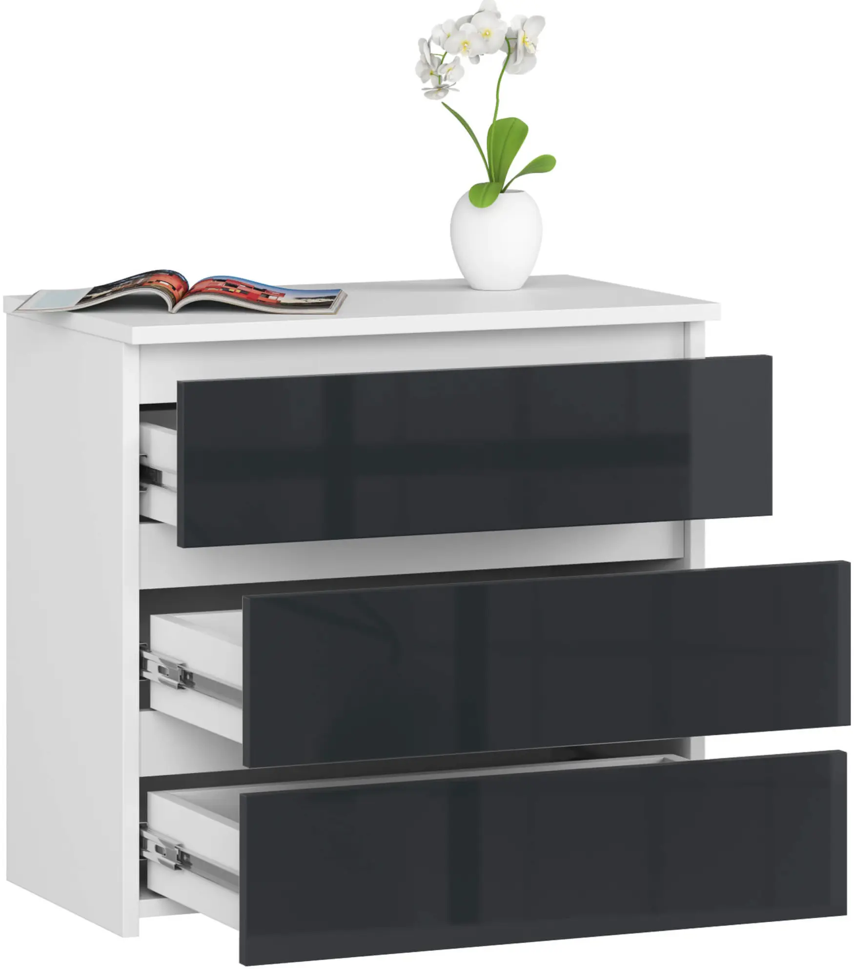 Comoda Akord CL3 60cm (White/Graphite Gloss)