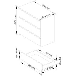 Comoda Akord CL3 60cm (White/Graphite Gloss) Thumb